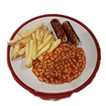 Link Sausage (3 Pcs) With Chips & Beans 